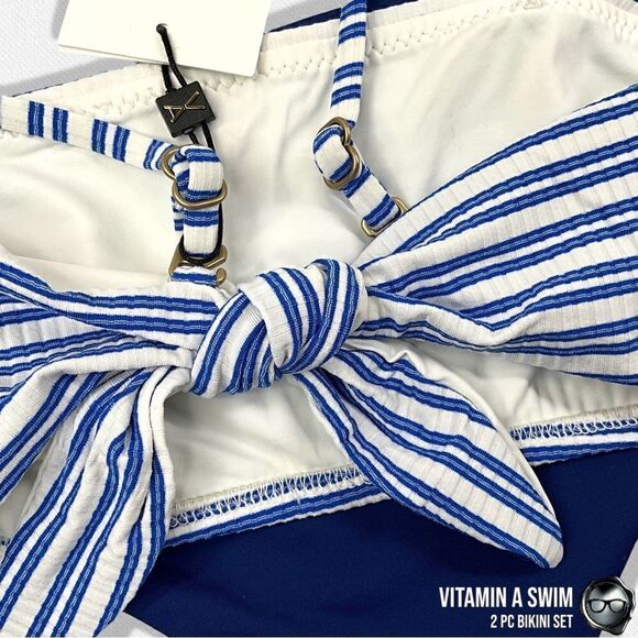 VITAMIN A BIKINI SET: SARDINIA STRIPE MILA BANDEAU TOP + SAPPHIRE LUCIANA BOTTOM - Picture 9 of 16